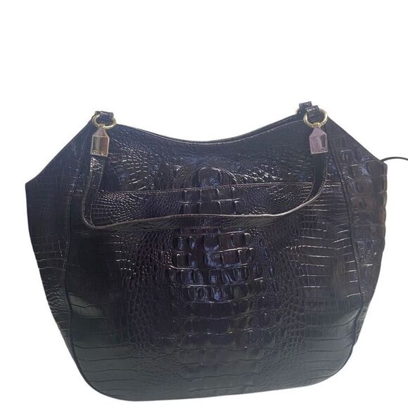 BRAHMIN Thelma Tote Dark Cocoa Dalton Melbourne Croco Shoulder Bag 11.5X5X13 SEE - Picture 3 of 12
